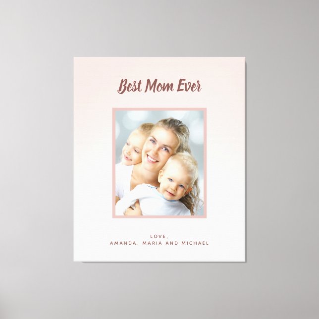 Lienzo Madre mejor mamá rosa foto dorada sonrosa (Anverso)