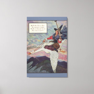 Lienzo Madre oca de los años 1920 montando su ganso gigan