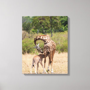 Lienzo Madre y cría de jirafa en Kenia