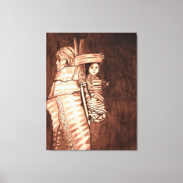 LIENZO MADRE Y PAPOCA ESTADOUNIDENSE NATIVA (Anverso)