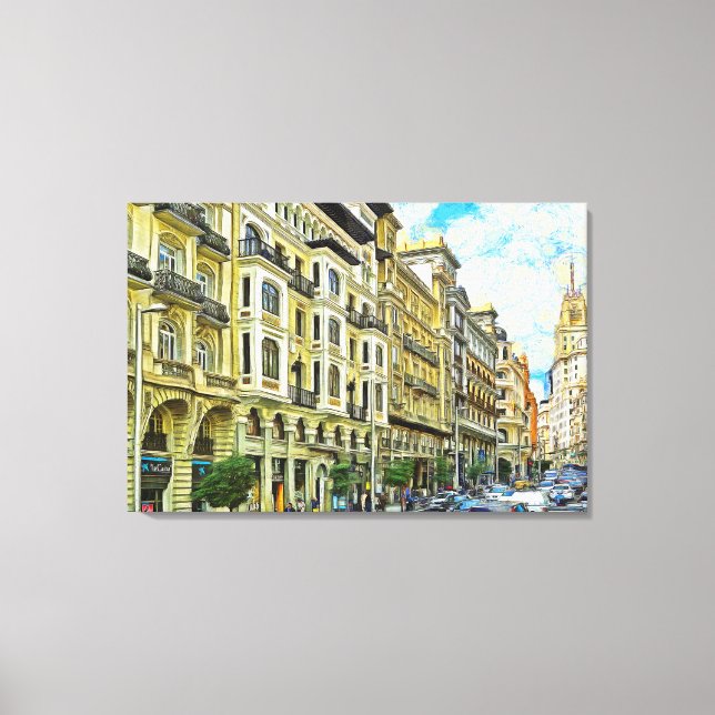 Lienzo Madrid. Arquitectura de Gran Vía (Anverso)