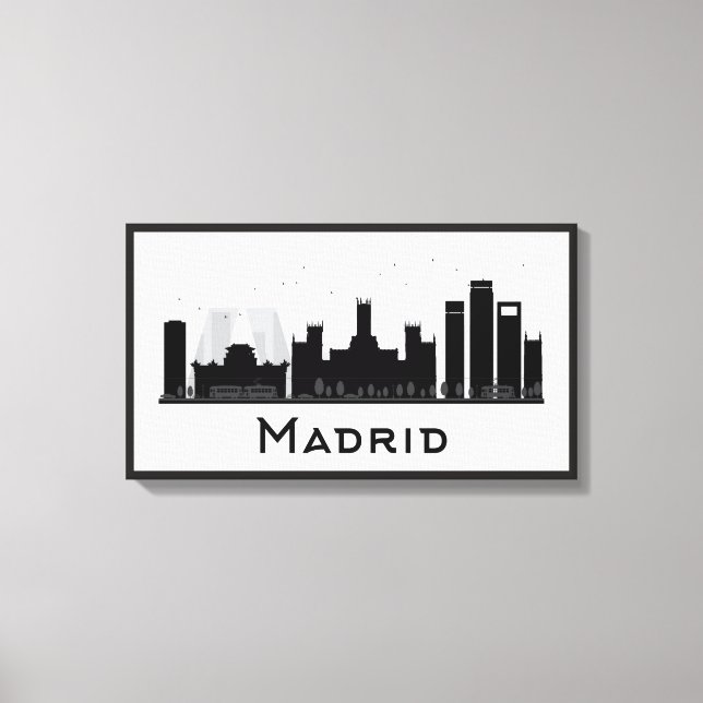 Lienzo Madrid (España) | Línea aérea de la ciudad blanca  (Anverso)