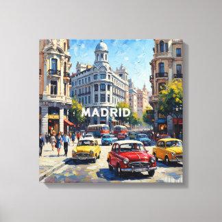 Lienzo Madrid Spain Classic Cars Urban Wall Decor