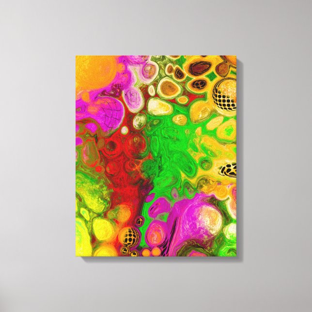 Lienzo Magenta, Lime Green, Black Yellow abstract art (Anverso)