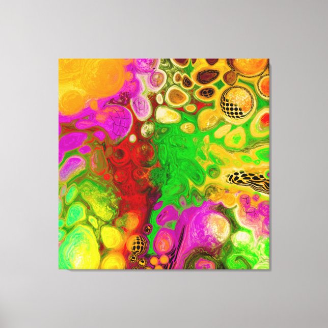 Lienzo Magenta, Lime Green, Black Yellow abstract art (Anverso)