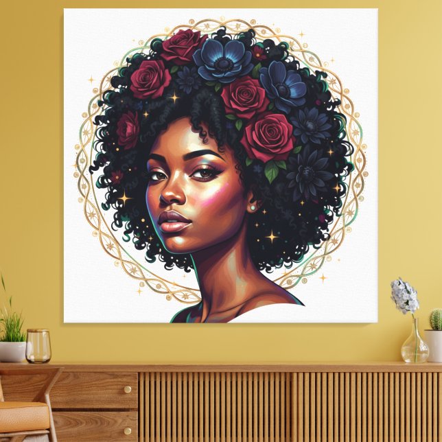 Lienzo Magia de Chica Negra Afro Diva (Insitu (Sala de estar))