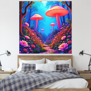 Lienzo Magia de hongos brillante