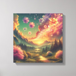 Lienzo Magical Petal Sky Over Sunset Mountains Canvas