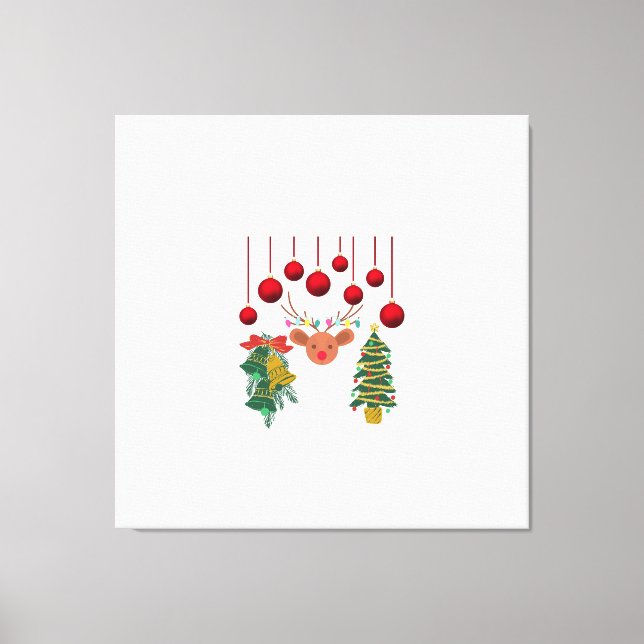 Lienzo Magical Reindeer Bells and Christmas Tree Design  (Anverso)
