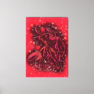 Lienzo mágico de toro rojo corriendo - Pintura