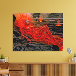 Lienzo "Magma durmiente" - Retrato de mujer volcánica