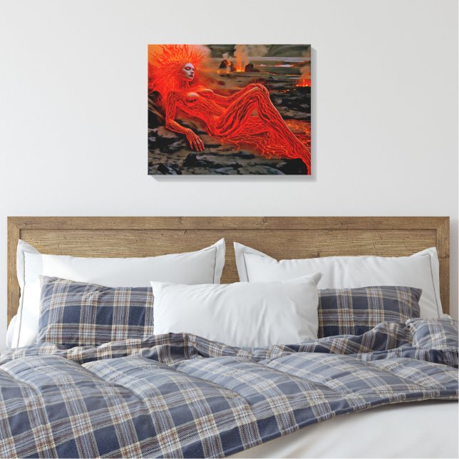 Lienzo "Magma durmiente" - Retrato de mujer volcánica (Insitu(Dormitorio))