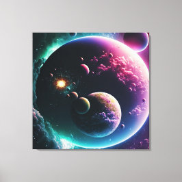 Lienzo Magnífica Galaxia Planetas del Espacio Ultraterres