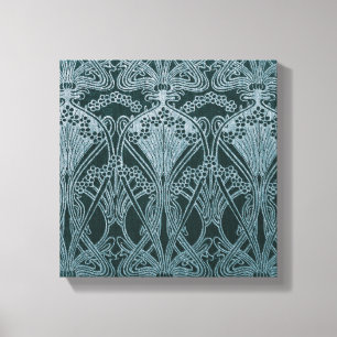 Lienzo Magnífica, plata verde azulada, patrón Art Nouveau