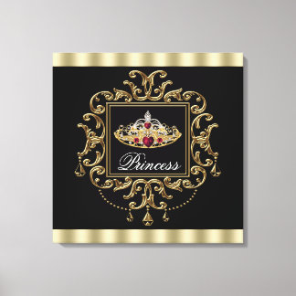 Lienzo Magnífica Princesa Tiara de oro y negro rojo