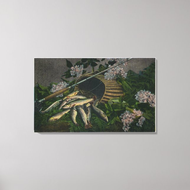 Lienzo Magnífica vista de una bonita captura de la trucha (Anverso)