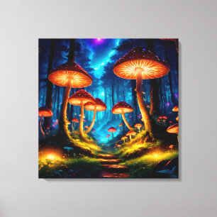 Lienzo Magnífico Bosque de champiñones de medianoche