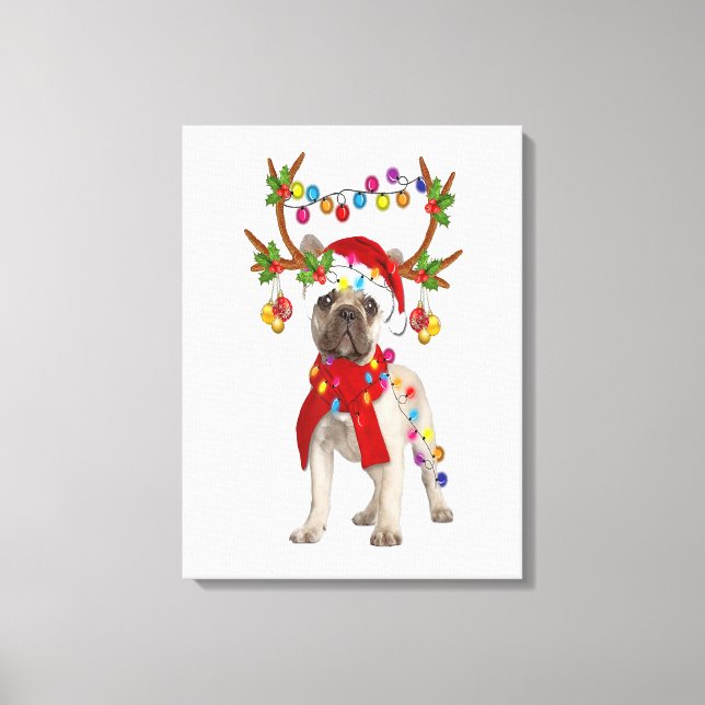 Lienzo Magnífico regalo de Navidades de renos de Bulldog  (Anverso)