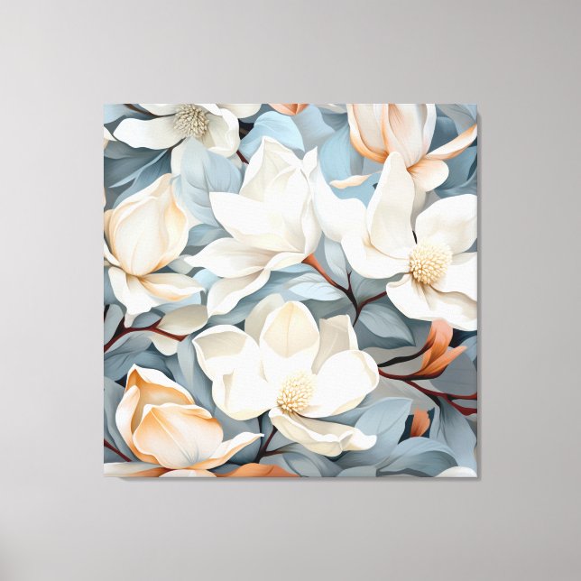 LIENZO MAGNOLIAS AZUL Y CREMA DE BEBÉ (Anverso)