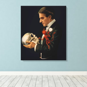 Lienzo Mago Antiguo, Thurston Sosteniendo una Calavera Hu