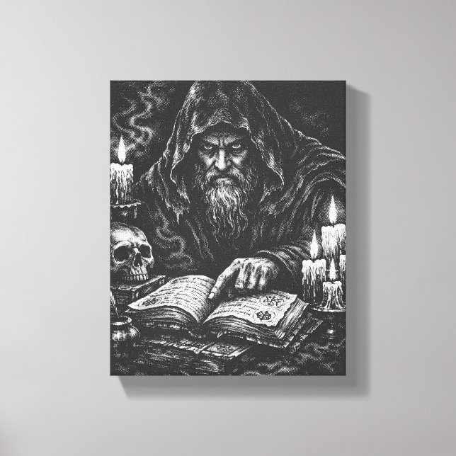 Lienzo Mago estudiando el grimorio — por BurnsInHell (Anverso)