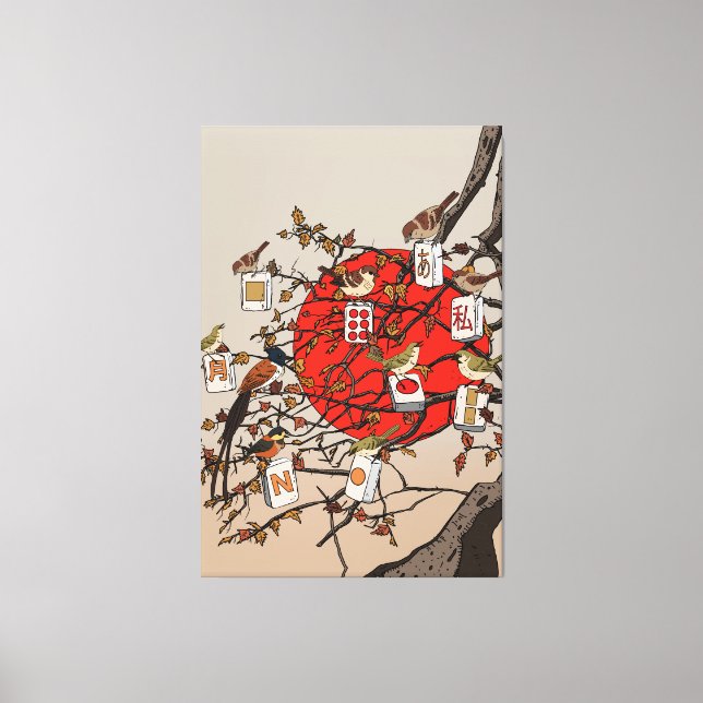 Lienzo Mahjong Birds Game (Anverso)