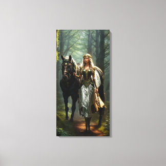 Lienzo Maiden celta y caballo
