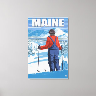 Lienzo MaineSkier que admira la visión