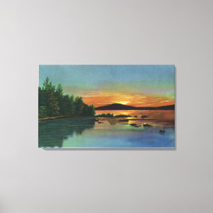 Lienzo MaineView de una puesta del sol en la montaña