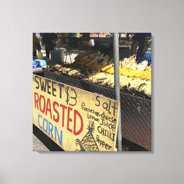 Lienzo Maíz dulce asado, Feria de la Calle, New York City (Anverso)