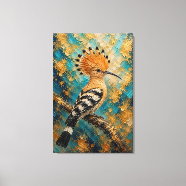 Lienzo Majestad de Abubilla Dorada – Ave de Impasto de Lu (Anverso)