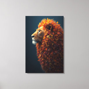 Lienzo Majestad de Otoño – El León Sereno de las Hojas Ca