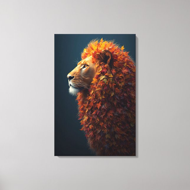 Lienzo Majestad de Otoño – El León Sereno de las Hojas Ca (Anverso)