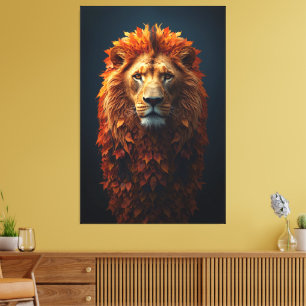 Lienzo Majestad de Otoño – León Regio con Melena de Otoño