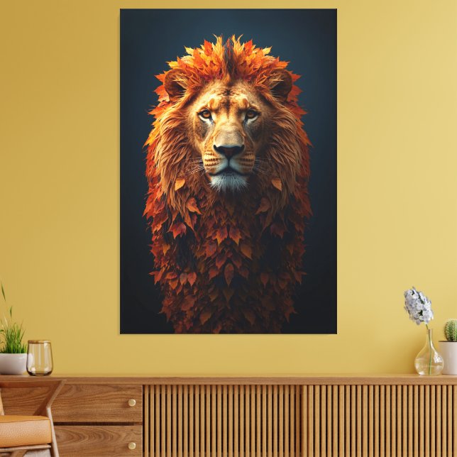 Lienzo Majestad de Otoño – León Regio con Melena de Otoño (Insitu (Sala de estar))