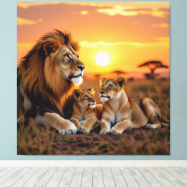 Lienzo Majestätische Löwenfamilie 