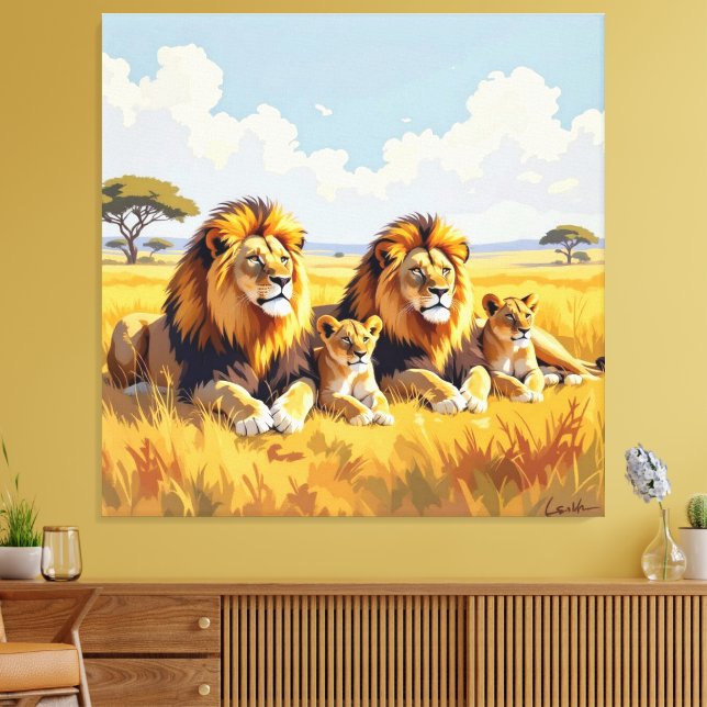 Lienzo Majestätische Löwenfamilie  (Insitu (Sala de estar))