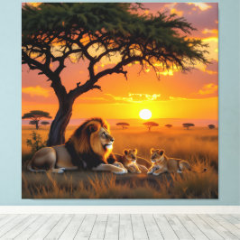 Lienzo Majestätische Löwenfamilie 