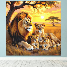 Lienzo Majestätische Löwenfamilie 