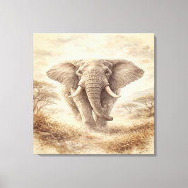 Lienzo Majestic African Elephant Watercolor Illustration