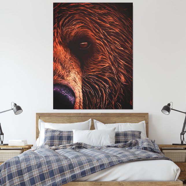 Lienzo Majestic Bear Portrait Art – Close-Up Wild Animal (Insitu(Dormitorio))