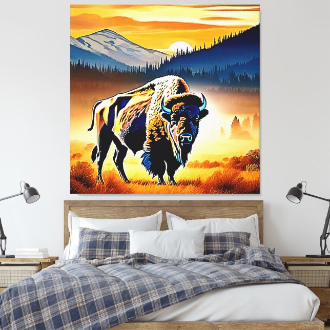 Lienzo Majestic Bison Sunset (Insitu(Dormitorio))