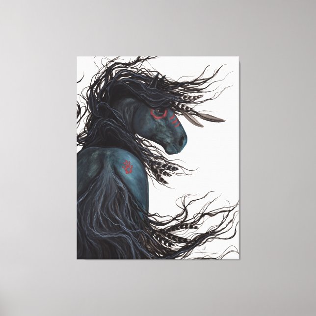 Lienzo Majestic Black Horse Friesian Canvas Print Bihrle (Anverso)