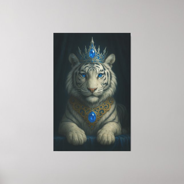Lienzo Majestic Blue Crown Royal Tiger – Luxury Fine Art  (Anverso)