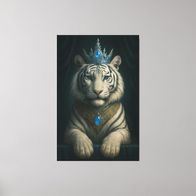 Lienzo Majestic Blue Crown Royal Tiger – Luxury Fine Art  (Anverso)