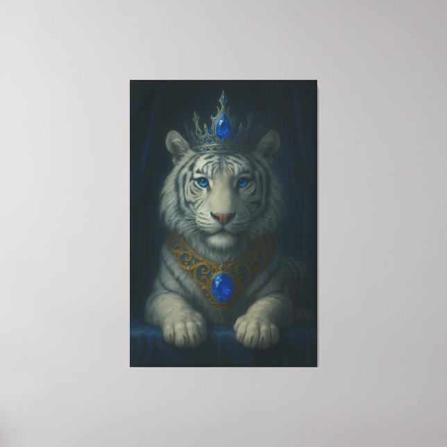 Lienzo Majestic Blue Crown Royal Tiger – Luxury Fine Art  (Anverso)