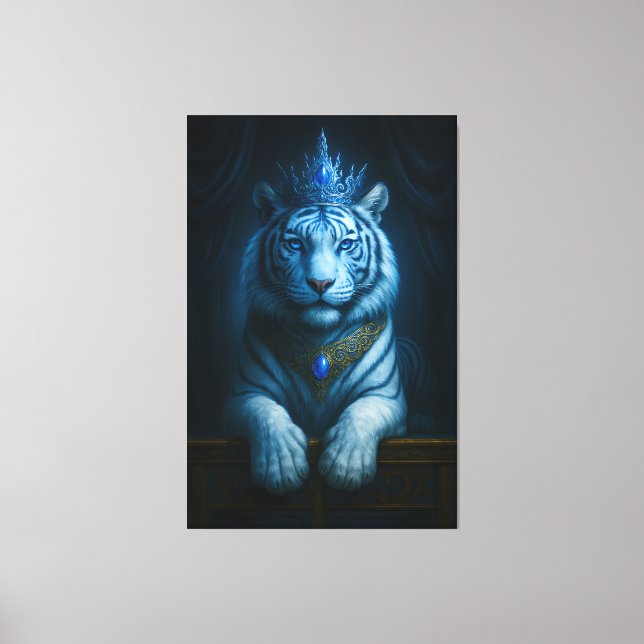 Lienzo Majestic Blue Crown Royal Tiger – Luxury Fine Art  (Anverso)