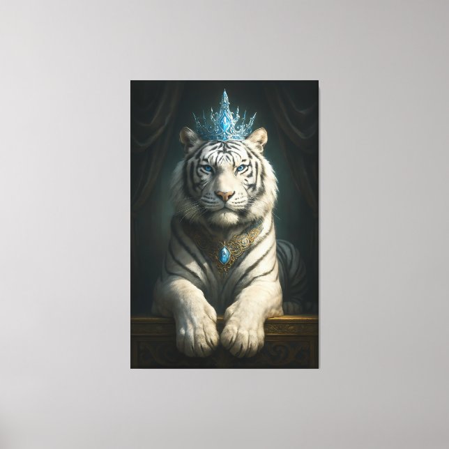 Lienzo Majestic Blue Crown White Tiger · Fine Art Canvas  (Anverso)