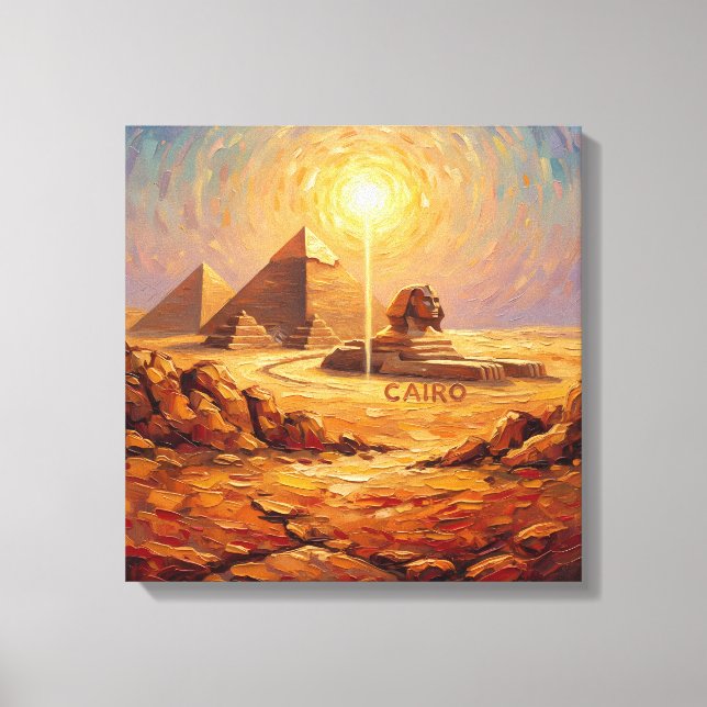 Lienzo Majestic Cairo Pyramids and Sphinx Canvas (Anverso)