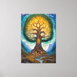 Lienzo Majestic Glowing Yggdrasil Tree Fantasy Art